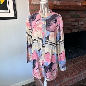 Citron of Santa Monica Silk Hawaiian Guitar Tropical Button Down Shirt Sz XL